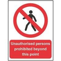 "Unauthorised Persons Prohibited Beyond This Point" Sign 500mm x 300mm (989HL)