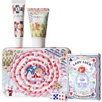 Cath Kidston Hand Cream 30ml, Lip Balm 10ml, Playing Cards, 2 Dice In A Reusable Tin, Mandarin and Peony Scent, Eggnog, Travel Size, Vegan and Cruelty Free, Beauty Gift, Christmas Stocking Filler