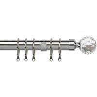 Speedy 25-28mm Pristine Crystal Extendable Complete Curtain Pole Set, Chrome, 170-300cm
