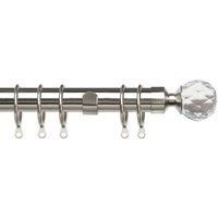 25-28mm Pristine Crystal Pole Extendable Curtain Pole Satin Silver