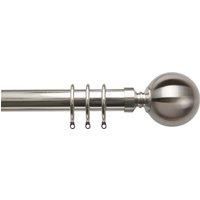 35mm Ball Fixed Metal Curtain Pole Satin Silver