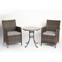 Monaco Traditional Rattan Bistro Set Grey