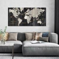World Traveller Map by Wild Apple Framed Canvas