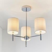 Endon Brio ceiling light 3x 40W Chrome effect plate & off white faux silk