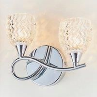 Endon Boyer Dimmable 2 Light Glass Shade Wall Light - (Chrome) B+