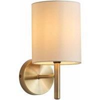 Endon Brio Wall light finished in antique brass and cream faux silk fabric shade (Brio-1WBAB)