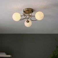 Ensora Lighting Shay 3 Light Semi Flush Light Fitting Brass, Gold