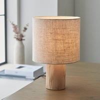 ENDON 101680 Durban Table Light, Natural Wood, Natural Linen