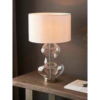 Endon Collection Kelda Shaped Table Lamp With Round Shade Satin Brass Plate Clear Glass With Vintage White Fabric 1X E27, Gold