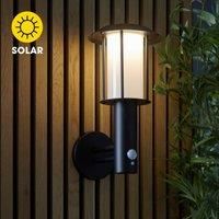 Endon 106467 Tarrow LED Solar Wall Light, IP44, Matt Black, Photocell & PIR