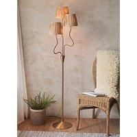 Endon Collection Wriggle Multi Arm Floor Lamp Brushed Aged Brass Plate Natural Raffia 3X E14, Gold
