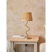 Table Light Brass Wriggle Brushed Natural Raffia Endon 114225