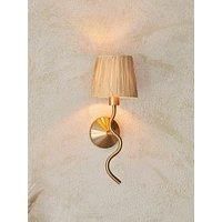 ENDON 114227 Wriggle Wall Light, Brushed Brass, Natural Raffia