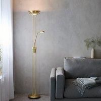 Endon Rome 230W & 33W Satin Brass & Opal Glass Mother & Child Task Floor Light & Uplighter