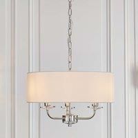 3 Light Ceiling Chandelier Light with White Faux Silk Shade - Nixon