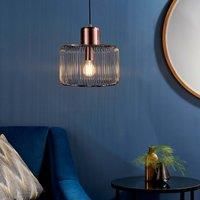 Endon 68986 Nicola Modern Contemporary Decorative Copper Dimmable Pendant Light Wood, Metal IP20 220-240V