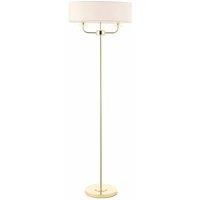 Floor Lamp in Brass with White Silk Shade  Nixon