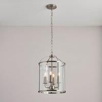 Endon Lambeth 4 Light Glass Pendant Ceiling Fitting Silver