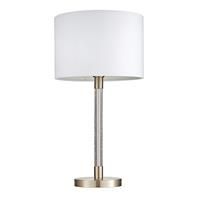 Endon 71621 Andromeda One Light Table Lamp In Satin Chrome with Bubbles And White Cotton Mix Shade