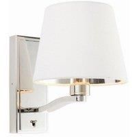 Endon 73026 Harvey One Light Wall Light In Bright Nickel With White Faux Silk Shade