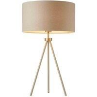 Tripod Table Lamp with Grey Linen Shade & Nickel Legs - Tri