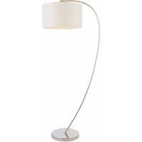 Endon 72388 Josephine One Light Floor Lamp In Bright Nickel Plate With White Faux Silk Shade