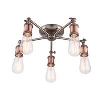 Endon - 5 Light Indoor Semi Flush Aged Pewter & Aged Copper Plate 76336