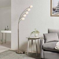 Jaspa 5Lt Floor Lamp 5W SW Warm White - Satin Nickel Lamp Finish Glass Shade