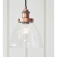 Endon Hansen 1 Light Pendant Clear Glass Shade & Antique Brass Effect Plate
