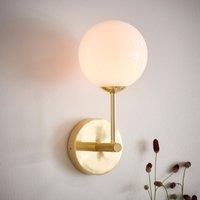 Wall Light Indoor Livingroom Dimmable Satin Brushed Gold Gloss Opal Glass Shade