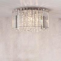 Chrome Ceiling Light with Crystals & Flush Fitting - Hanna