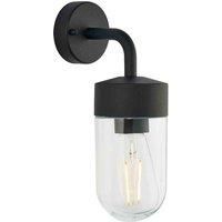 Endon North - 1 Light Outdoor Wall Light Textured Matt Black & Clear Glass IP44 79792
