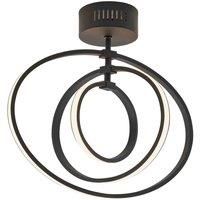 Endon Avali - LED Indoor Semi Flush Light Matt Black & White Acrylic 80682