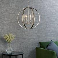 Endon Ritz - 6 Light Indoor Pendant Light Bright Nickel & Clear Faceted Acrylic 81508
