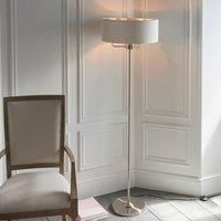 Base & Shade Floor Lamp Brushed Chrome Plate, Natural Linen