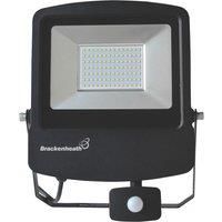 Brackenheath Outdoor LED Floodlight With PIR Sensor Black 70W 7700lm (176YX)