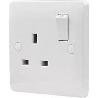 Vimark Pro 13A 1-Gang SP Switched Plug Socket White with White Inserts (804PV)