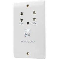 Vimark Pro 2-Gang Dual Voltage Shaver Socket 115 / 230V White with White Inserts (918PV)