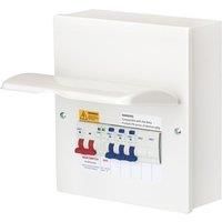 Deta 8-Module 5 Way 100A Mains Switch Consumer Unit with SPD + 3 x RCBOs, 2 x Blanks