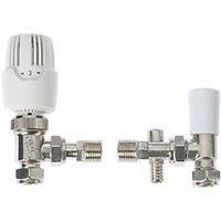 Drayton RT414 White Angled Thermostatic Angled TRV & DOTP Lockshield 15mm x 1/2" (2783R)