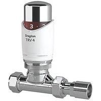 Drayton TRV4 Chrome Straight Thermostatic Radiator Valve with Auto-Balancing Technology 15mm x 1/2" (520RG)