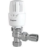 Drayton RT414 White Angled Thermostatic Radiator Valve with Auto-Balancing Technology 15mm x 1/2" (215RG)