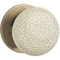 Designer Levers - Crackled Ceramic Round Door Knob - Antique Brass - 1 Pair - Fixings Included - 60mm Diameter - Interior Use