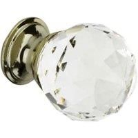Wickes Faceted 30mm Glass Door Knob - Brass - Pack of 4