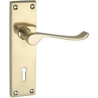 Smith & Locke Long Victorian Fire Rated Lock Door Handles Pair Polished Brass (1700P)