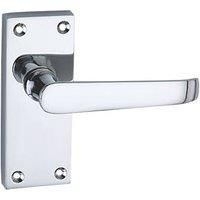 Smith & Locke Short Victorian Fire Rated Latch Door Handles Pair Polished Chrome (8067P)