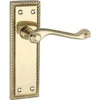 Smith & Locke Long Georgian Fire Rated Latch Door Handles Pair Polished Brass (3238P)