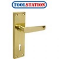 Victorian Straight Door Handles Lock Brass