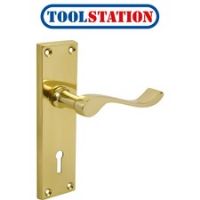 Victorian Scroll Door Handles Lock Brass