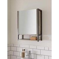 House & Homestyle Marion Bathroom Mirror Cabinet Wall Mounted Industrial Storage Cupboard in Grey
